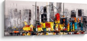 Obraz - Obraz przedstawiający duże miasto (z zegarem) (90x30 cm)