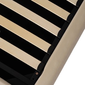 Łóżko Tapicerowane 160x200 cm HAGA ze Stelażem i Pojemnikiem Dwuosobowe Welurowe Kremowe