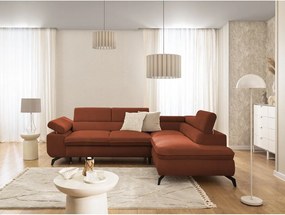 Narożnik z tkaniny szenilowej w kolorze terakoty (prawostronny/w kształcie litery L) Marbeya – Ropez