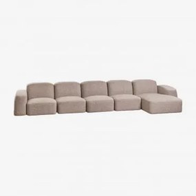 Bastian 5-częściowa Sofa Modułowa Z Leżanką Po Prawej Stronie Tkanina Mokka Brąz Bouclé - Sklum