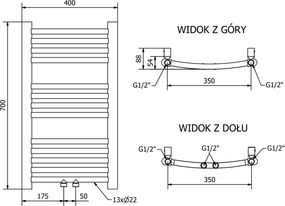 Mexen Ares grzejnik łazienkowy 700 x 400 mm, 189 W, złoty - W102-0700-400-00-50