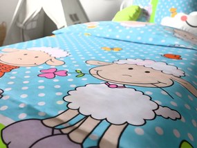 PrzytulneMieszkanie.pl PrzytulneMieszkanie.pl Bawełniana pościel do łóżeczka OWCZKI niebieskie Rozmiar pościeli: 45 x 65 cm | 90 x 135 cm