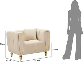 Kremowy aksamitny fotel Alma – Mauro Ferretti