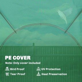 Outsunny Folia do szklarni 4 x 2 m, wodoodporna plandeka z drzwiami, 8 okien, ochrona UV, odporna, polietylen, zielona | Aosom PL