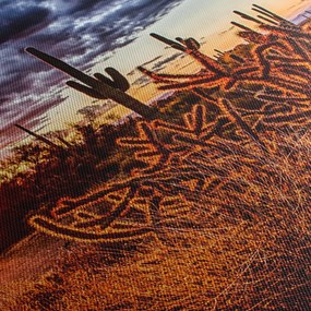 Obraz - Złota godzina pustyni (z zegarem) (90x30 cm)