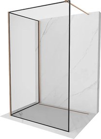 Mexen Kioto ścianka prysznicowa Walk-in 140 x 80 cm, czarna ramka, miedź szczotkowana - 800-140-212-65-70-080