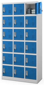 Skrytkowa szafa socjalna KAROL, 900 x 1850 x 400 mm, szaro-niebieska