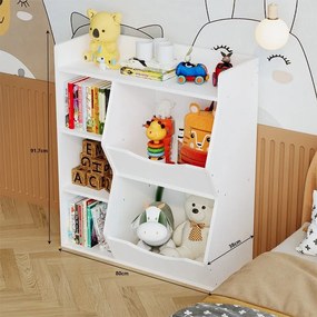 Półka szafka regał biblioteczka na zabawki książki gazety 5 przegródek loft biała&nbsp;