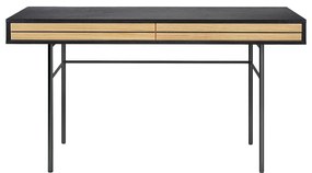 Czarne biurko Woodman Stripe, 130x60 cm