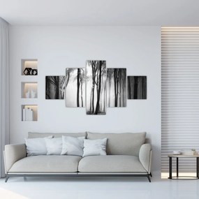 Obraz - Wilk w ciemnym lesie (125x70 cm)