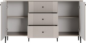 Komoda Vesper 160 cm z szufladami na nóżkach - kaszmir / czarne nogi