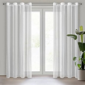 Firana gotowa z delikatnego tiulu biała w kropki półprzezroczysta 135x250 cm
