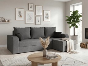 Rozkładana narożna sofa VALERIO 238x140 cm, ciemnoszara, uniwersalna + 2 poduszki GRATIS