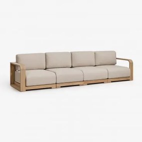 Sofa Modułowy Ogrodowy 4-częściowy Z Podłokietnikami Z Drewna Akacjowego Brivori Jasny Akacjowy Brąz - Sklum