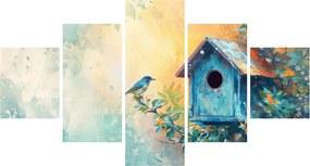 Obraz - Domek dla ptaków, akwarela (125x70 cm)