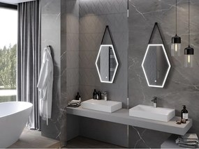 Mexen Orla lustro łazienkowe podświetlane 50 x 70 cm, LED 6000K, antypara, rama czarna - 9815-050-070-611-70