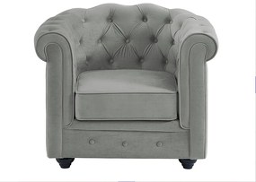 Fotel CHESTERFIELD - Jasnoszary welur
