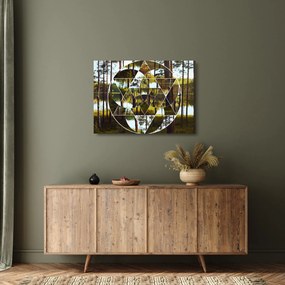 Obraz na szkle - Geometryczny kolaż na tle nordyckich lasów (70x50 cm)