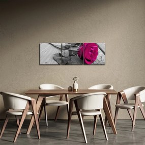 Obraz - Różowa róża (z zegarem) (90x30 cm)