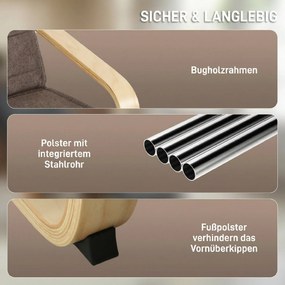 HOMCOM Fotel akcentowy, fotel relaksacyjny z regulowanym podnóżkiem, rama z drewna brzozowego, do 120 kg, 66,5 x 94 x 100 cm, brązowy | Aosom PL