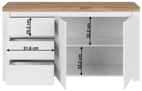 Komoda VILGO 2D3S, błyszczący biały