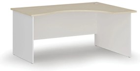 Ergonomiczne biurko PRIMO WHITE, 160x120 cm, prawe, biały/brzoza