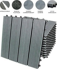 33 x Płytki podłogowe WPC 30x30 cm - Szare