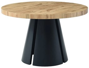 Stół do jadalni rozkładany dla 4 do 12 osób z MDF i czarnego metalu - Naturalny jasny - JARELIA