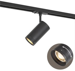 Nowoczesny czarny reflektor do 1-fazowego systemu szynowego z LED, obrotowy i przechylny - Iconic Zoom Nowoczesny Oswietlenie wewnetrzne