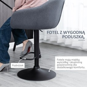 HOMCOM Barstool 92-112cm Regulowany na wysokość Barowy krzesło w stylu lnianym Ciemnoszary