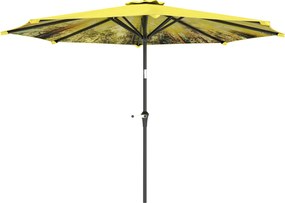 Outsunny Żółty parasol Ø300 cm z korba, ośmiokątny, balkonowy