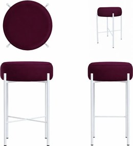 Hoker Pola krzesło barowe podstawa metalowa Tkanina Welur : Kolor Stelaża - Biały, Kolor tkaniny - VELVET - MG02, Typ tkaniny - Velvet