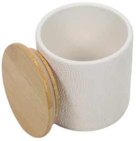 Słoik ceramiczny z pokrywką z bambusa, Ø 10 x 10,5 cm