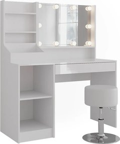 Stół do toalety biały/biały wysoki połysk 119.8x50.1x76 sherry