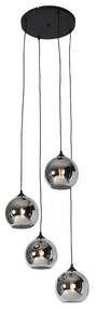 Inteligentna lampa wisząca czarna z przydymionym szkłem, w tym 4 Wi-Fi A60 - Wallace ArtDeco Oswietlenie wewnetrzne