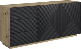Komoda Asha 167 cm dwudrzwiowa z szufladami - artisan / czarny mat