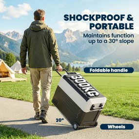 Outsunny Lodówka kompresorowa 50L -20℃ do 20℃ z aplikacją, LED, ochroną baterii i składanym uchwytem | Aosom PL