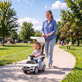 AIYAPLAY Jeździk do nauki chodzenia dla dzieci 1-3 lat z licencją Mercedes-Benz, barierka 360°, kierownica, biały | Aosom PL
