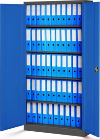 Szafa biurowa na akta wysoka Jan H 90x40x195 cm antracyt/niebieski