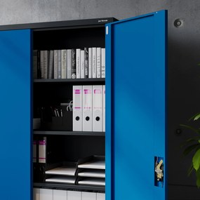 Szafa biurowa metalowa na akta antracytowo-niebieska JAN II, 1150 x 1850 x 400 mm