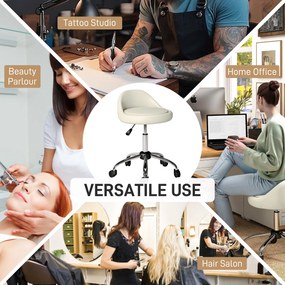 HOMCOM Hoker roboczy, obrotowy hoker, regulowane siedzisko, 50 cm x 50 cm x 83 cm, Biały