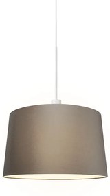 Lampa wisząca biała klosz szarobrązowy 45cm - Combi Nowoczesny Oswietlenie wewnetrzne