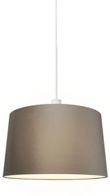 Nowoczesna lampa wisząca biała z abażurem 45 cm taupe - Combi 1