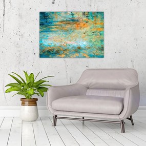 Obraz na szkle niebieskiej abstrakcji (70x50 cm)