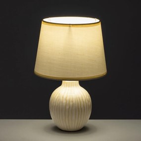Kremowa ceramiczna lampa stołowa z tekstylnym kloszem (wys. 28 cm) – Casa Selección