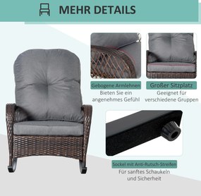 Outsunny fotel bujany z poduszką meble ogrodowe krzesło ogrodowe PE rattan brązowy