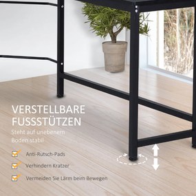 Vinsetto® stolik komputerowy biurko narożne regulacja wysokości metal czarny 168 x 120 x 75 cm