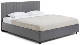 Szare tapicerowane łóżko dwuosobowe z miejscem do przechowywania z materacem/kratką 180x200 cm Myra Slim Line - Bonami Selection