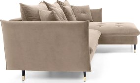 Beżowy welurowy narożnik rozkładany D5-C21