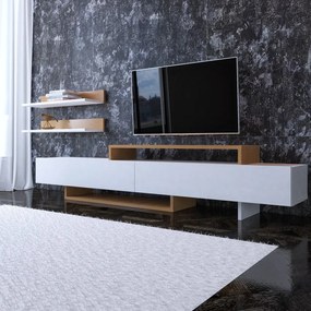 Biały zestaw pod TV 180x40 cm Nirvanas – Furny Home